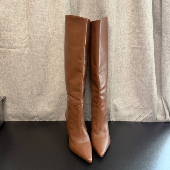 Steve Madden Handles Boots Women's 8-1/2 Brown Leather Heels Knee-High Luxury - Picture 12 of 14